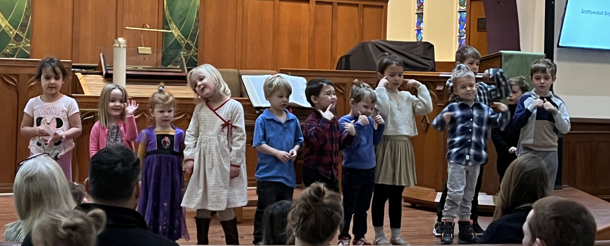 Children Singing in Worship at Riverside Presbyterian Church (USA) in Riverside IL